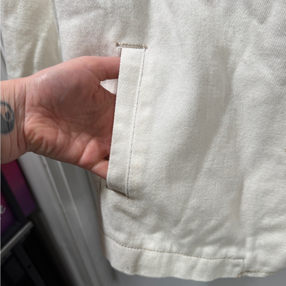 Stoosh white denim jacket w faux sherpa lining and pockets new - Picture 7 of 7